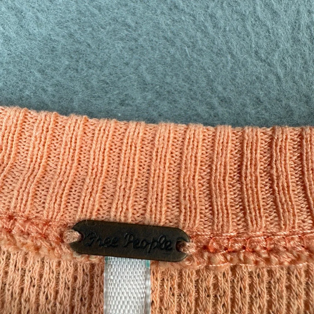 Free People Tee In The Mix Cuff Crochet Thermal Desert Orange Size XS OB1203408